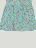 Kidbea Girls Cotton Frock | Soft & Breathable Fabric | Flutter Sleeve Casual Wear for Kids | Teal