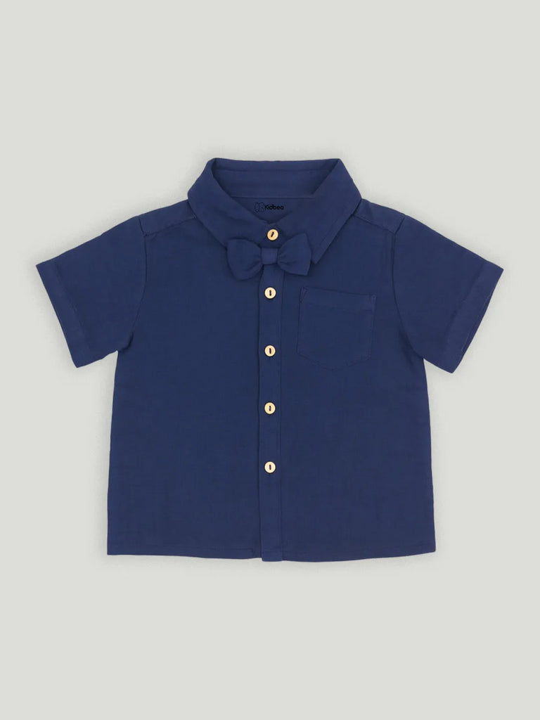 Light Organic Cotton Shirt & Pant Navy Blue Co-ord Set