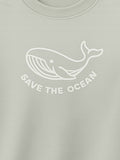 Organic Cotton Gray Whale Print Oversized Round Neck Half Sleeve T-Shirt | Unisex