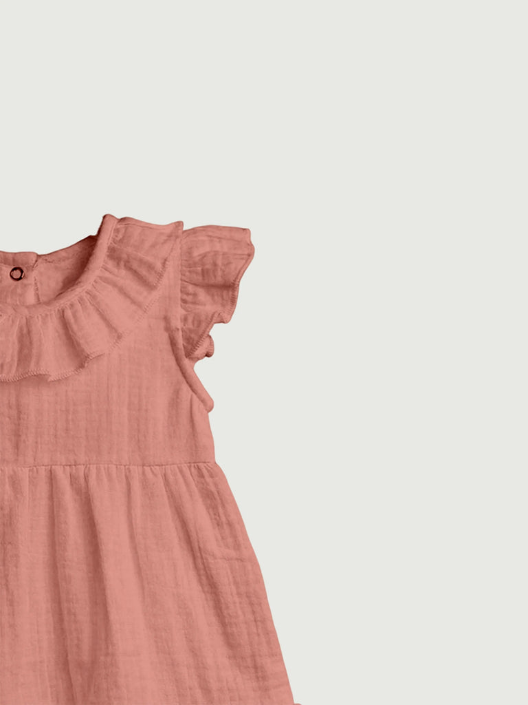 Light Organic Cotton Girls Frock Set | Pack of 4 (Pink, Mustard Yellow, Sky Blue & Rust)