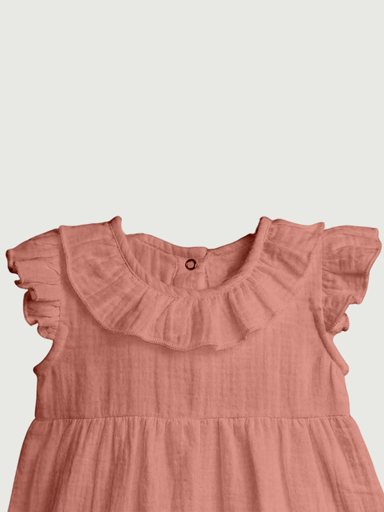 Light Organic cotton Girls Frock Set | Pack of 2 (Rust & Mustard Yellow)
