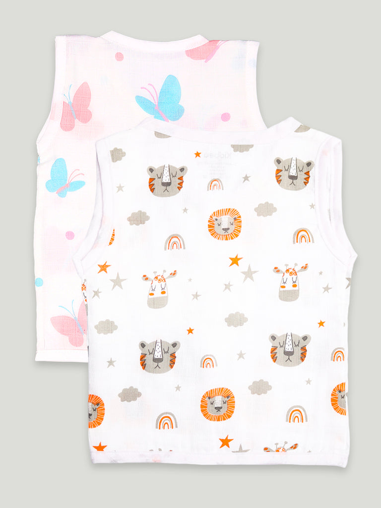 Extra Soft Muslin Cotton Jhabla Cloth for Baby | Butterfly and Tiger Print | Print May Vary