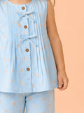 Light Organic Cotton Sky Blue Printed Top & Pant Co-ord Set