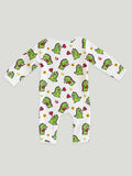 100% Organic cotton Dino Print Romper/Bodysuit - Olive Green