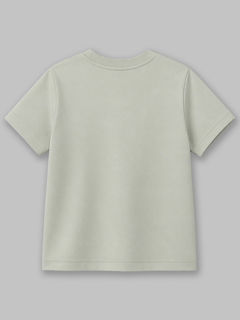 Organic Cotton Gray Whale Print Oversized Round Neck Half Sleeve T-Shirt | Unisex