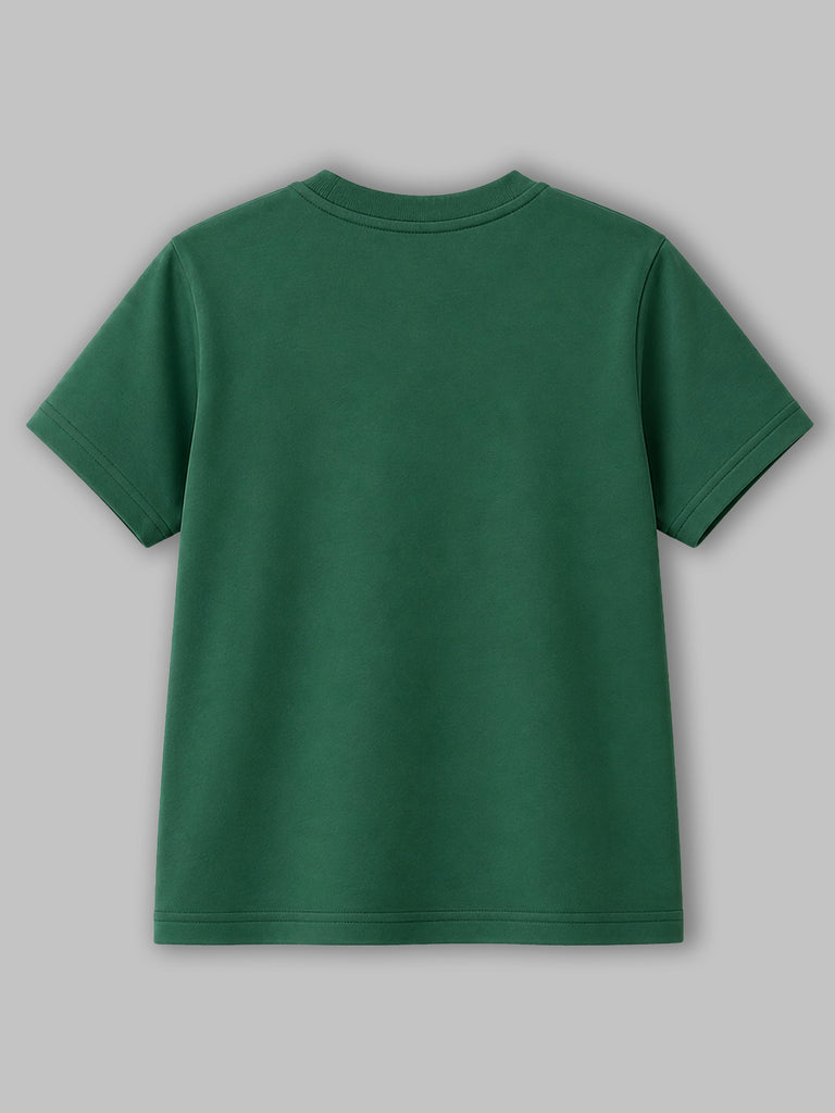 Organic Cotton Green Round Neck Solid Oversized Half Sleeve T-Shirt | Unisex