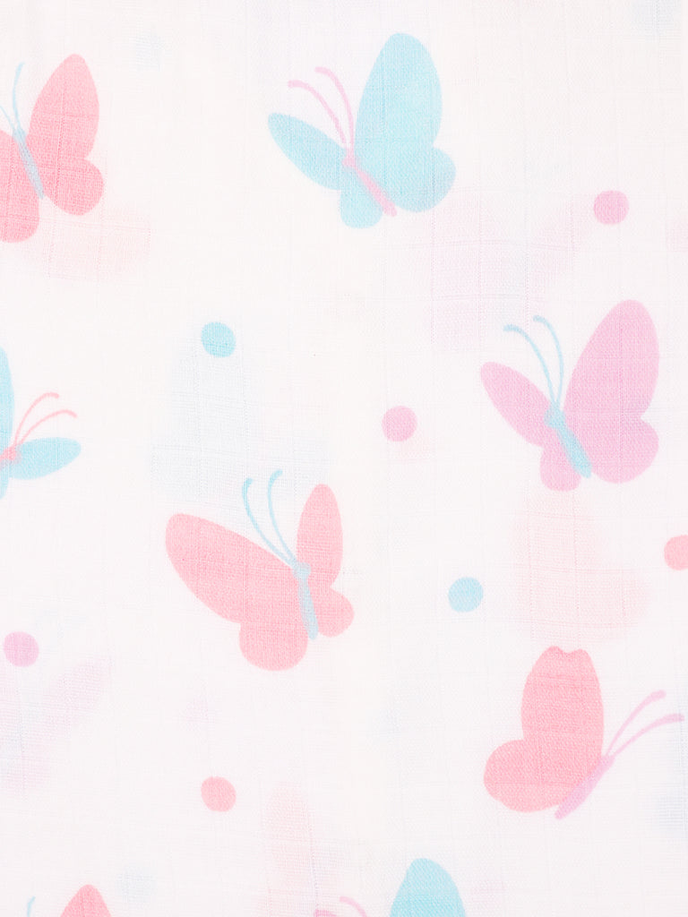 Extra Soft Muslin Cotton Jhabla Cloth for Baby | Butterfly and Tiger Print | Print May Vary