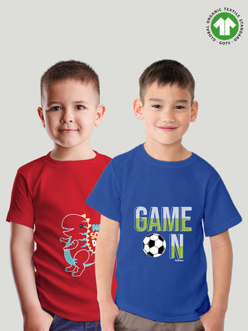 Kidbea 100% Cotton fabric boys T-shirt combo | Game On & Awesome Day