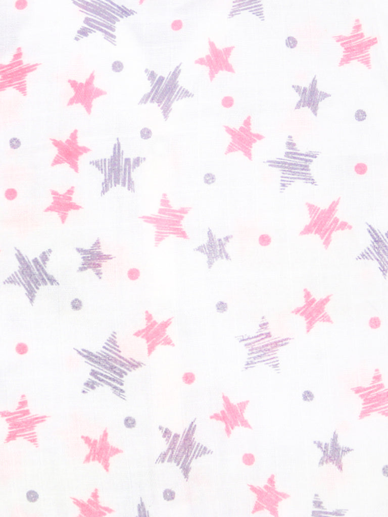 Extra Soft Muslin Cotton Jhabla Cloth for Baby | Mickey, Sun and Star Print | Print May Vary