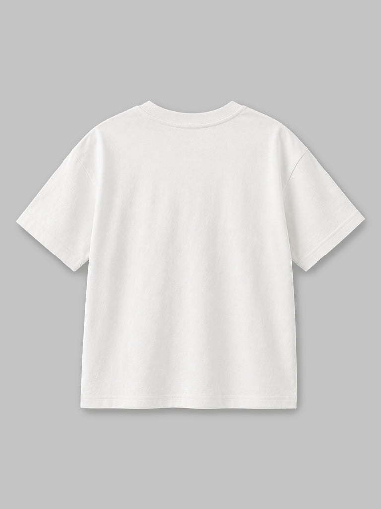 Organic Cotton White Round Neck Octopus Print Half Sleeve T-Shirt for Kids | Unisex