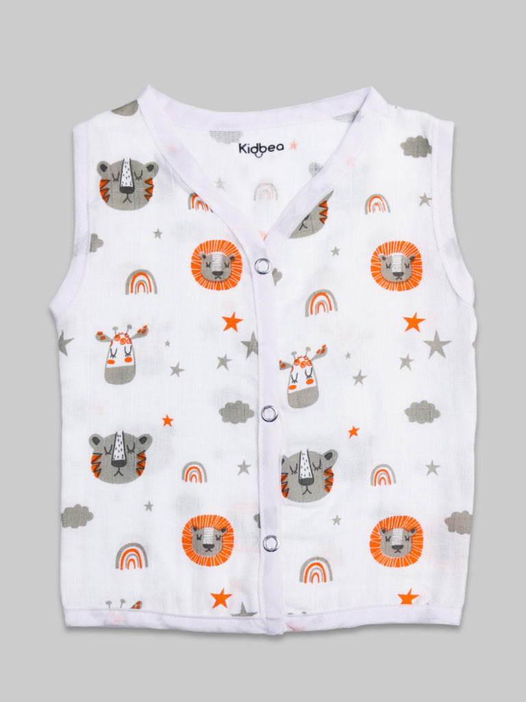 Extra Soft Mulmul Cotton Jhabla Cloth for Baby | Cute Chick, Star, Tiger, Mickey, Space, Sun and Rainbow Print | Pack of 7 | Print May Vary