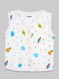 Extra Soft Muslin Cotton Jhabla Cloth for Baby | Cute Chick, Space, Tiger, Sun, Butterfly and Rainbow Print | Pack of 6 | Print May Vary