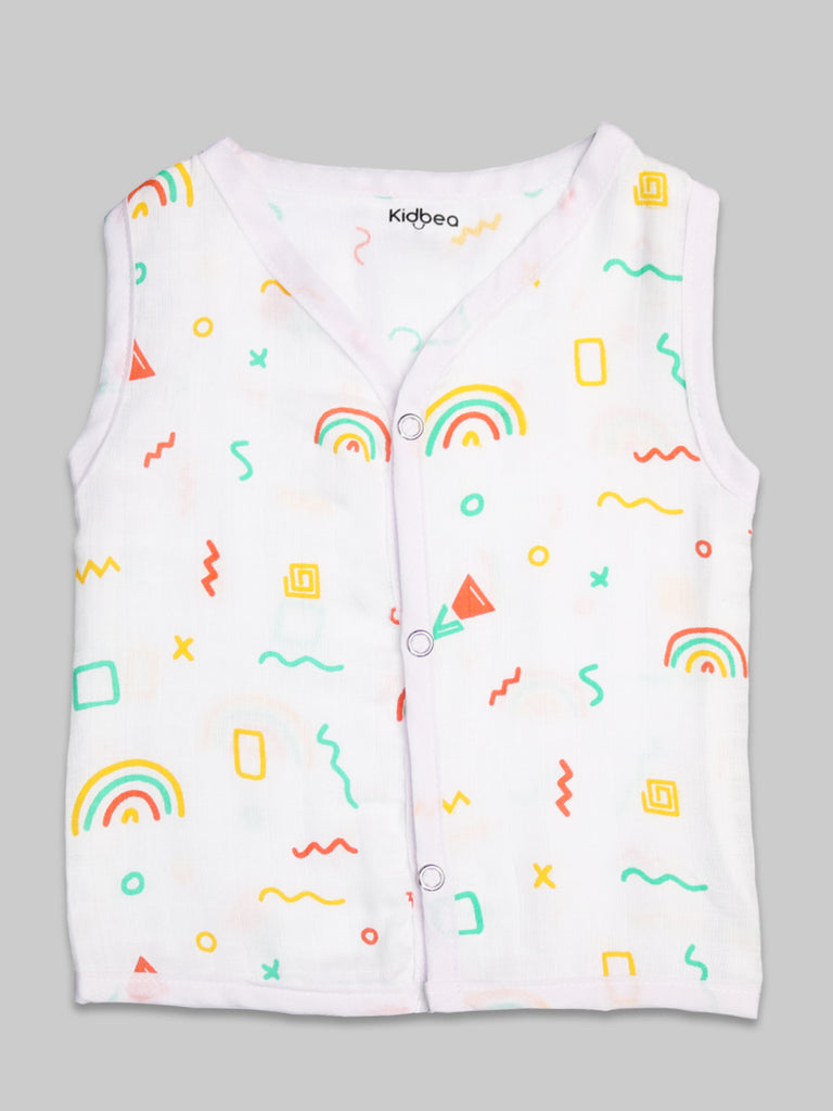 Kidbea Extra Soft Muslin Cotton Jhabla Cloth for Baby | Cute Chick, Star, Rainbows, Mickey and Sun Print