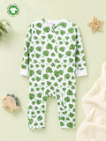 Organic cotton Leaf Print Romper/Bodysuit - Green