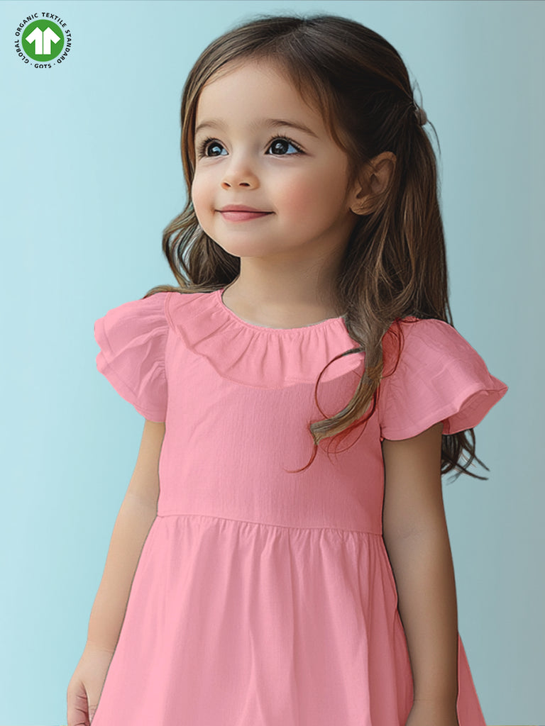 Light Organic cotton Charming Pink Girls Frock | Pink