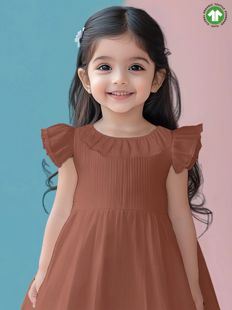 Light Organic cotton Charming Rust Girls Frock | Rust