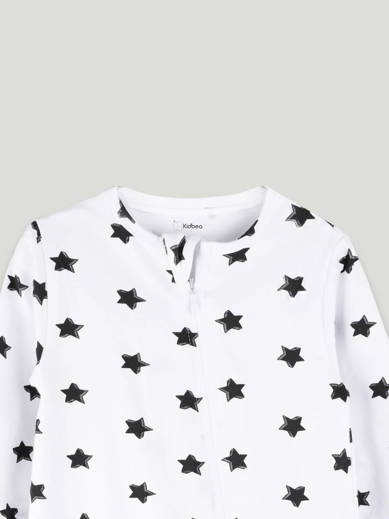 Organic cotton Star Print Romper/Bodysuit - Black