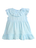 Light Organic cotton Sky Blue Girls Frock | Blue