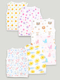 Extra Soft Muslin Cotton Jhabla Cloth for Baby | Cute Chick, Space, Tiger, Mickey, Butterfly and Rainbow Print | Pack of 6 | Print May Vary