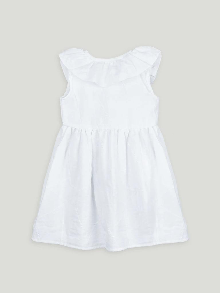 Baby Girl White Sleeveless Ruffle Frock | 100% Organic Cotton
