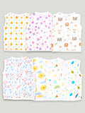 Extra Soft Mulmul Cotton Jhabla Cloth for Baby | Cute Chick, Star, Tiger, Mickey, Space, Sun and Rainbow Print | Pack of 7 | Print May Vary