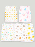 Kidbea Extra Soft Muslin Cotton Jhabla Cloth for Baby | Cute Chick, Butterfly, Rainbows, Tiger and Sun Print | Print May Vary