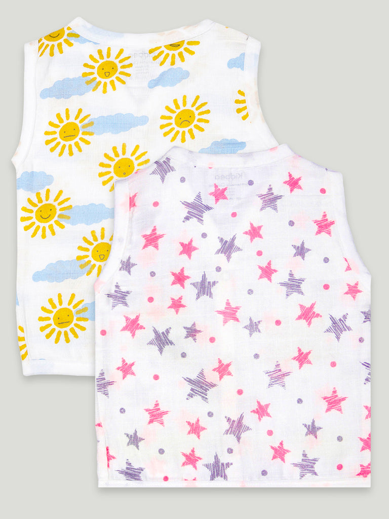 Kidbea Extra Soft Muslin Cotton Jhabla Cloth for Baby | Sun and Star Print | Print May Vary