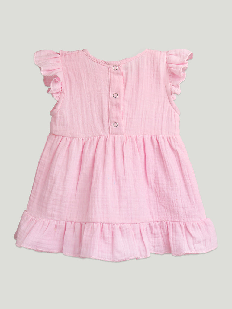 Light Organic cotton Charming Pink Girls Frock | Pink