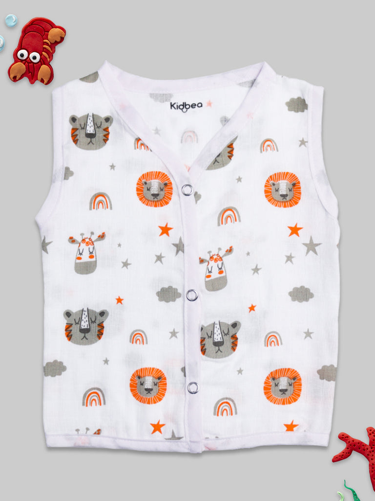 Muslin Cotton Jhablas Pack of 3 | Tiger , Space & Cute Chick Print | Assorted | Print May Vary