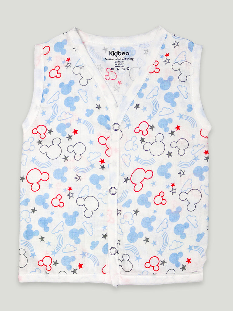 Extra Soft Muslin Cotton Jhabla Cloth for Baby | Sun and Micky Print | Print May Vary