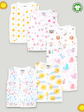 Extra Soft Muslin Cotton Jhabla Cloth for Baby | Cute Chick, Space, Tiger, Mickey, Butterfly and Rainbow Print | Pack of 6 | Print May Vary
