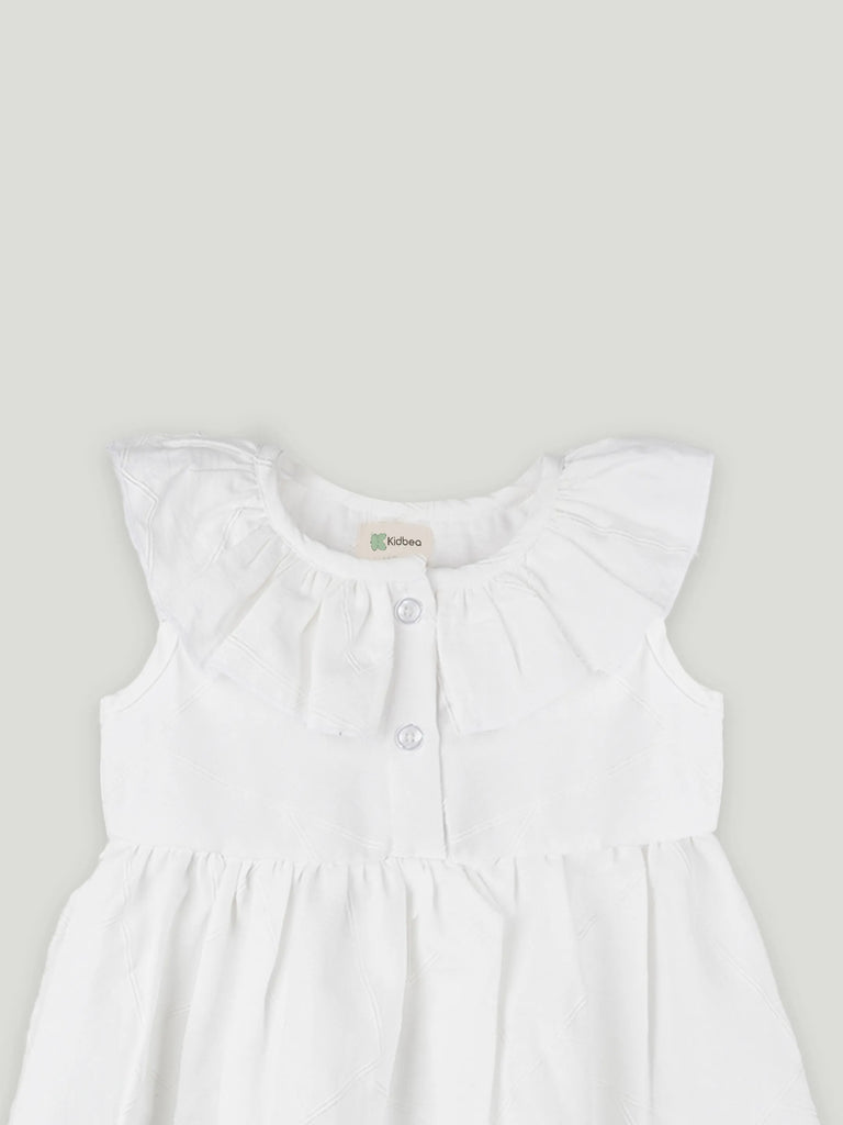 Baby Girl White Ruffle Frock | 100% Organic Cotton