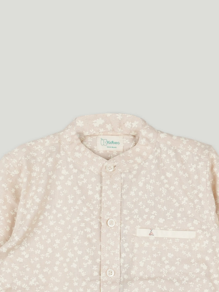 Baby Boy Printed Beige Full Sleeve Shirt | 100% Organic Cotton