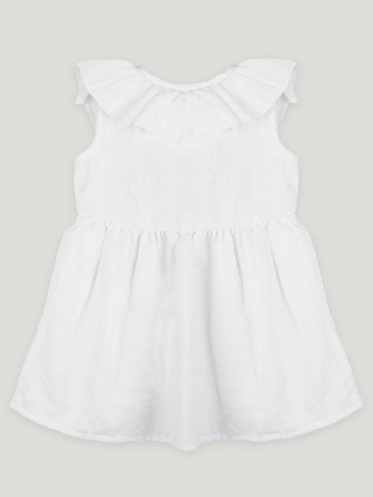 Baby Girl White Ruffle Frock | 100% Organic Cotton