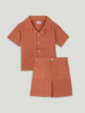 Light Organic cotton Shirt & Pant Rust Co-ord Set