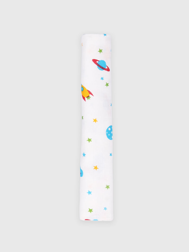 Muslin Ultra Soft doubled layer Napkin Multicolor - Pack of 2 | Butterfly & Space