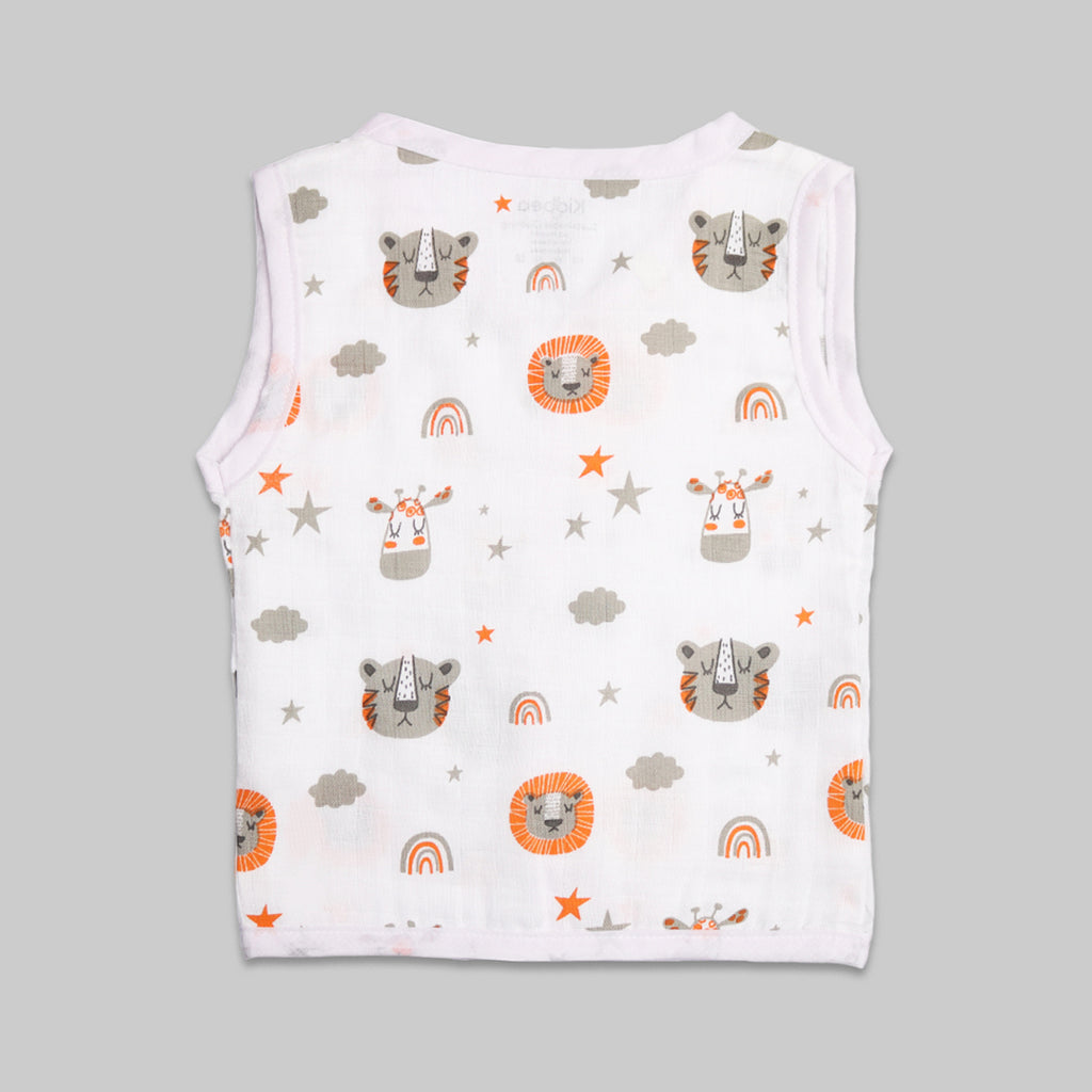 Muslin Cotton Jhablas Pack of 2 | Tiger & Cute Chick | Assorted | Tiger & Space Print | Assorted | Print May Vary