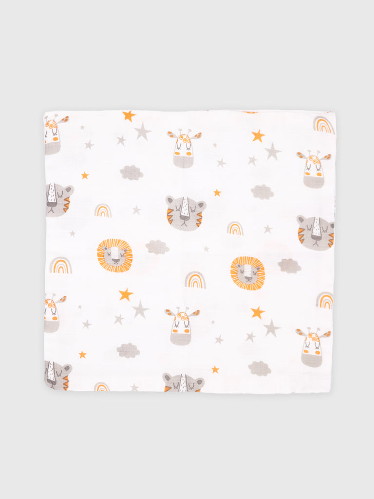 Muslin Premium ultra Soft Napkin doubled layer Multicolor - Pack of 3 | Tiger, Space & Butterfly