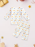 100% Bamboo Cotton Unisex Cloud & Nature Printed Co-Ord Set - White
