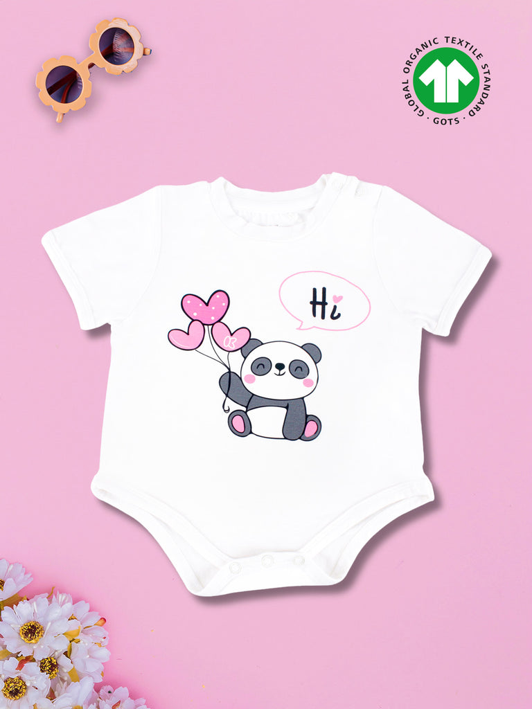 Bamboo Soft Fabric Onsie For Baby Girl | White Panda