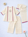 Girls Cream Ethnic Kurta Palazzo Set with Dupatta | Festive