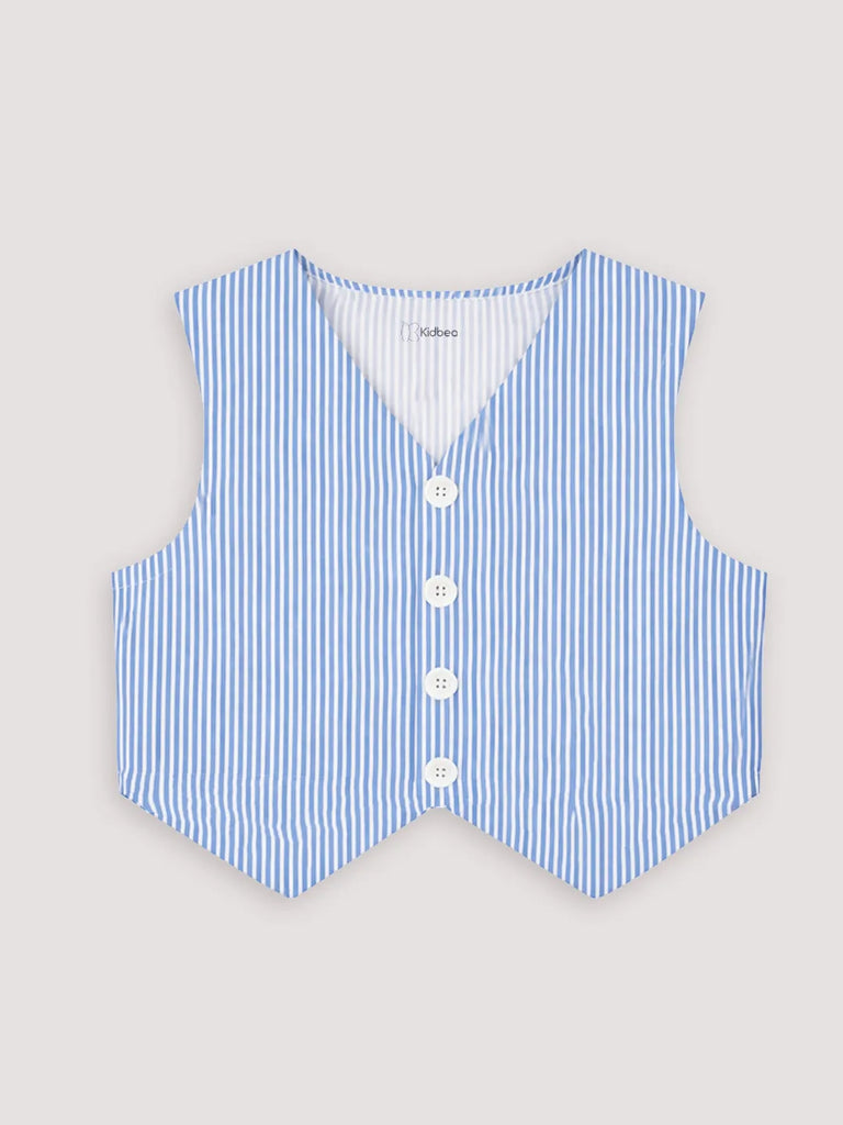 Girls Blue Striped Co-Ord Set | 100% Organic Cotton