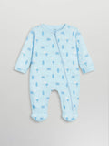 Organic Cotton Baby Romper – Soft Breathable Beach Print Full Sleeve Zip Sleepsuit