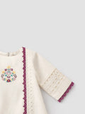 Girls Cream Ethnic Kurta Palazzo Set with Dupatta | Festive