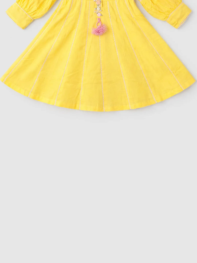 Girls Yellow Ethnic Kurta Salwar Set with Dupatta | Festive