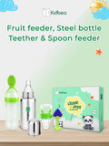 Kidbea® Premium Baby Gift Set – Pack of 5 Essentials | Dino Romper, Stainless Steel Bottle, Teether, Spoon & Fruit Feeder | Ideal Newborn Gift Box for Girls