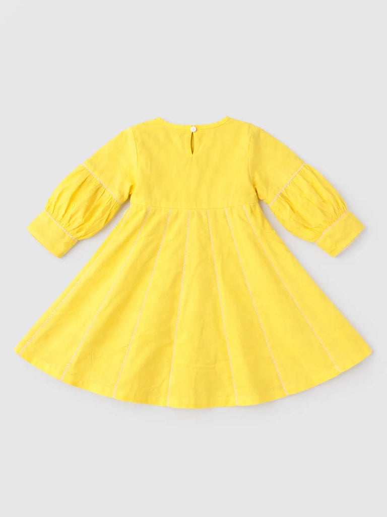 Girls Yellow Ethnic Kurta Salwar Set with Dupatta | Festive