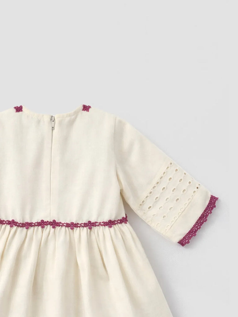Girls Cream Ethnic Kurta Palazzo Set with Dupatta | Festive