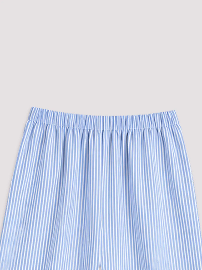Girls Blue Striped Co-Ord Set | 100% Organic Cotton