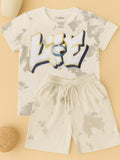 Kidbea Boys Tie-Dye Co-Ord Set | Summer Cotton T-Shirt and Shorts for Kids | Grey